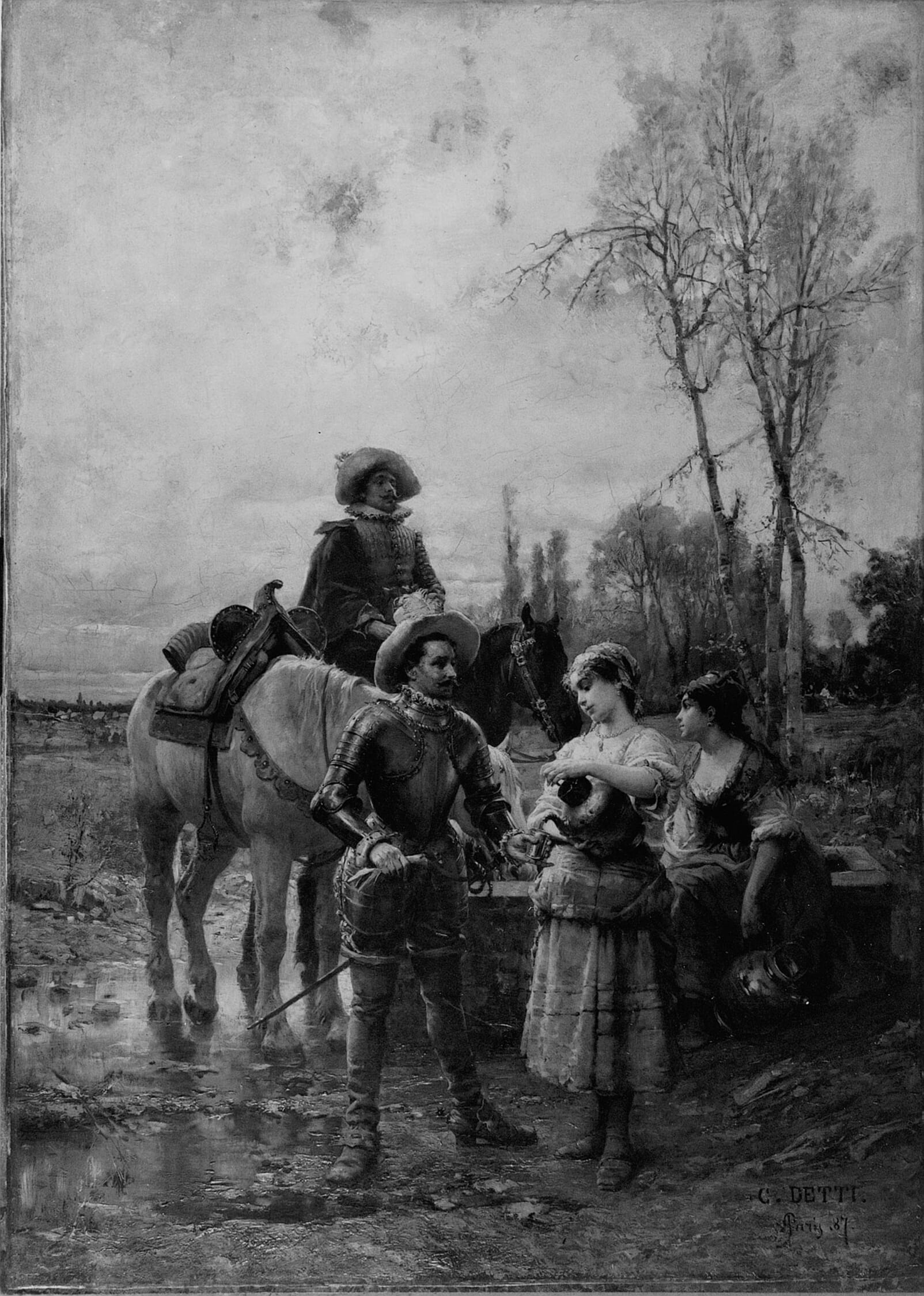 At the Fountain by Cesare Agostino Detti, 1887 — fine art print