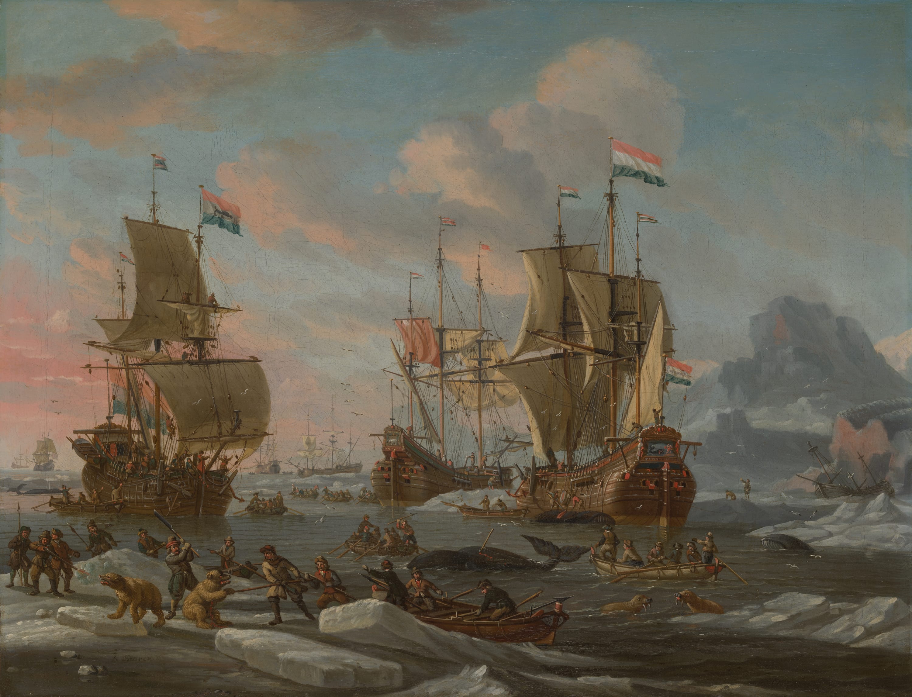 The Dutch Whaling Fleet by Abraham Storck, c. 1695 — fine art print