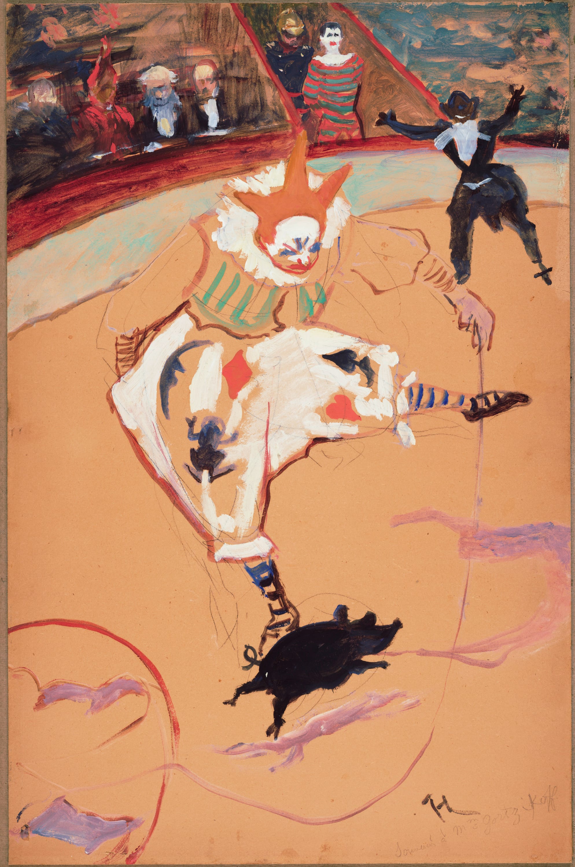 At the Circus Fernando: Medrano with a Piglet by Henri de Toulouse-Lautrec, c. 1889 — fine art print