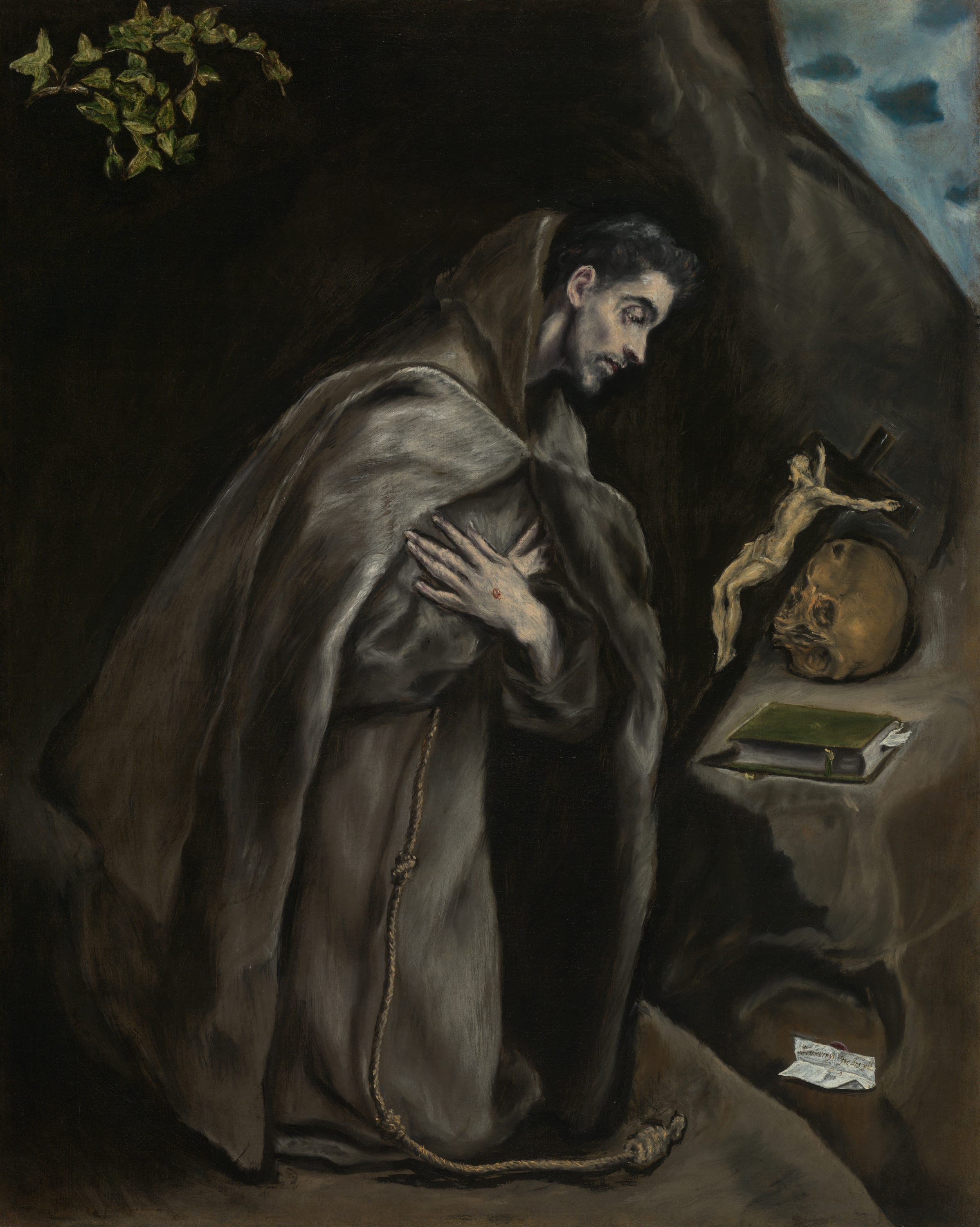 Saint Francis Kneeling in Meditation by Domenico Theotokópoulos, called El Greco, c. 1595–c. 1600 — fine art print