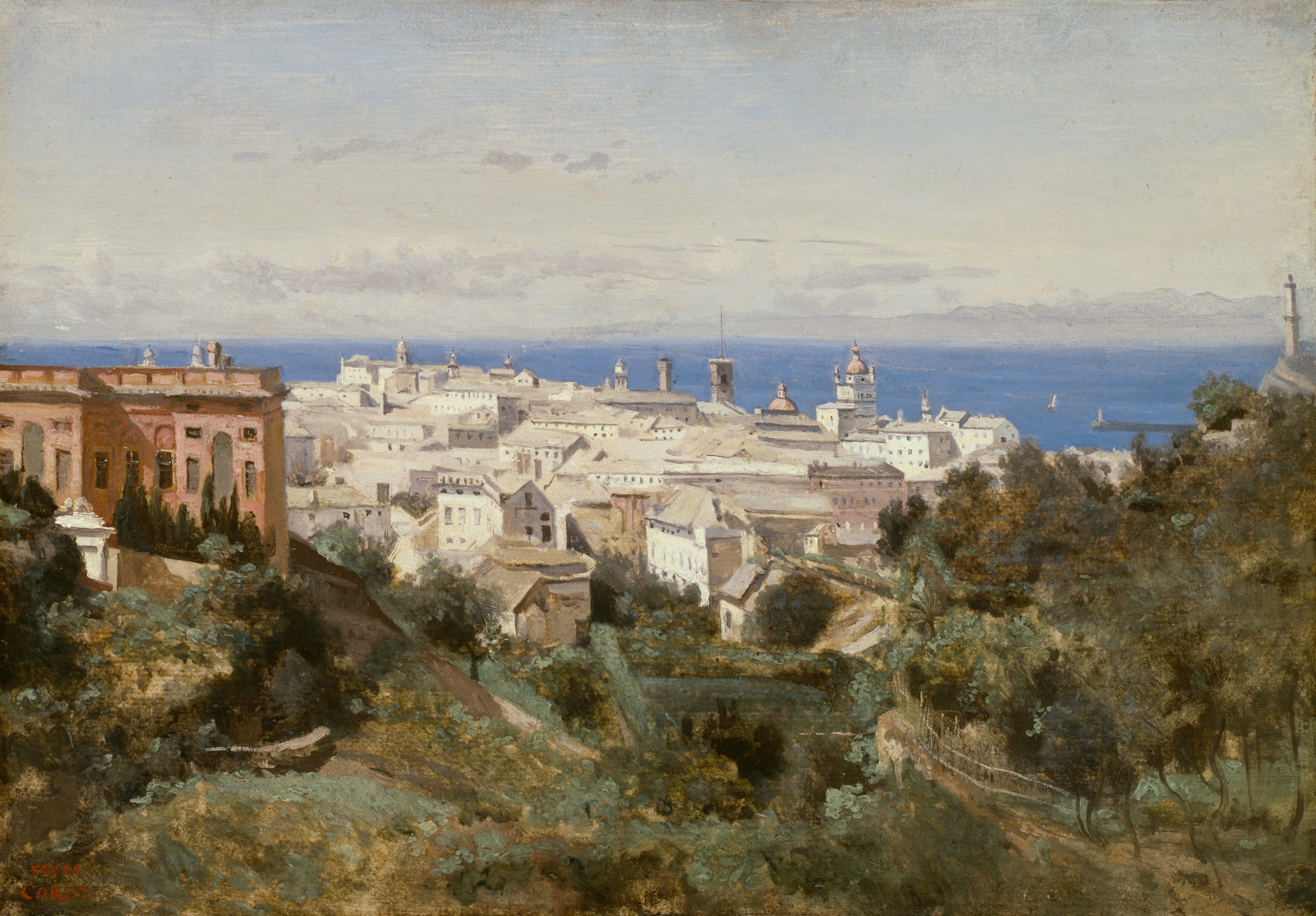 View of Genoa by Jean Baptiste Camille Corot, 1834 — fine art print