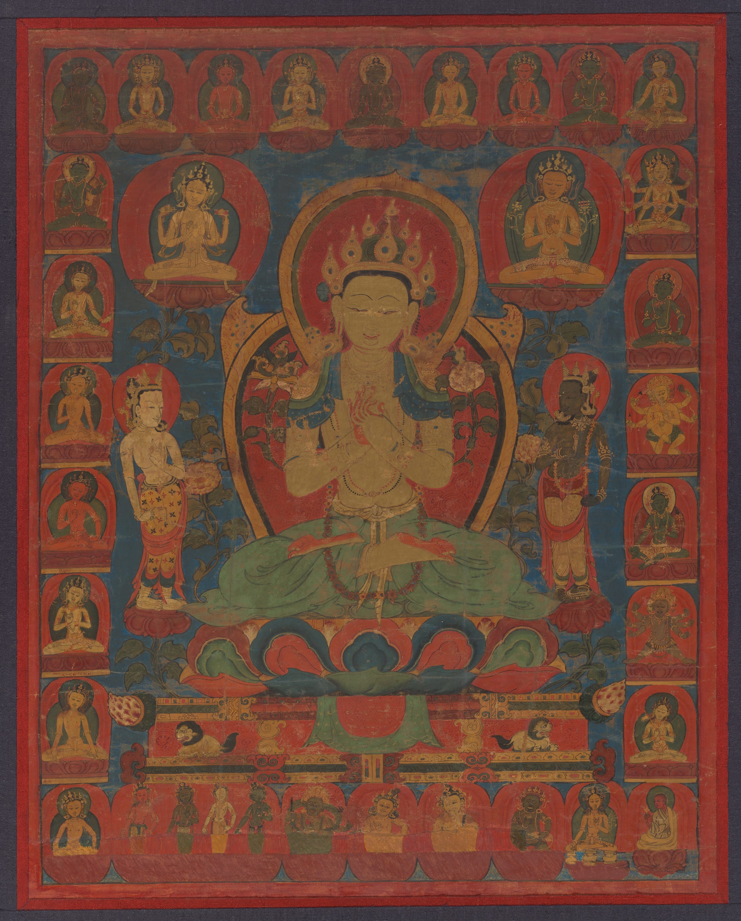 Painted Banner (Thangka) of Bodhisattva Maitreya Surrounded by his Retinue by Tibet
Southern Tibet, 16th century — fine art print