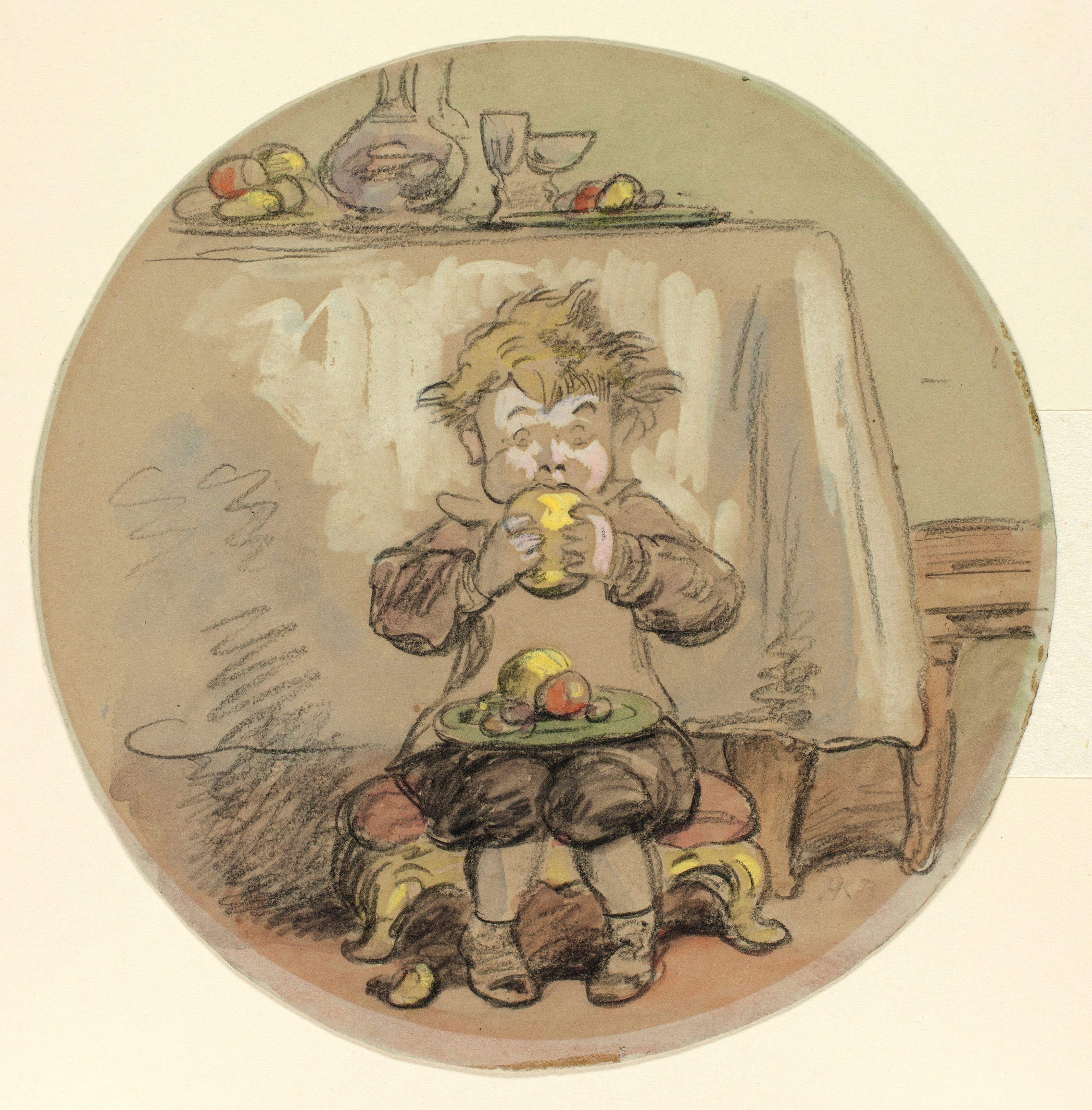 Boy Eating Fruit by Hablot Knight Browne, n.d. — fine art print