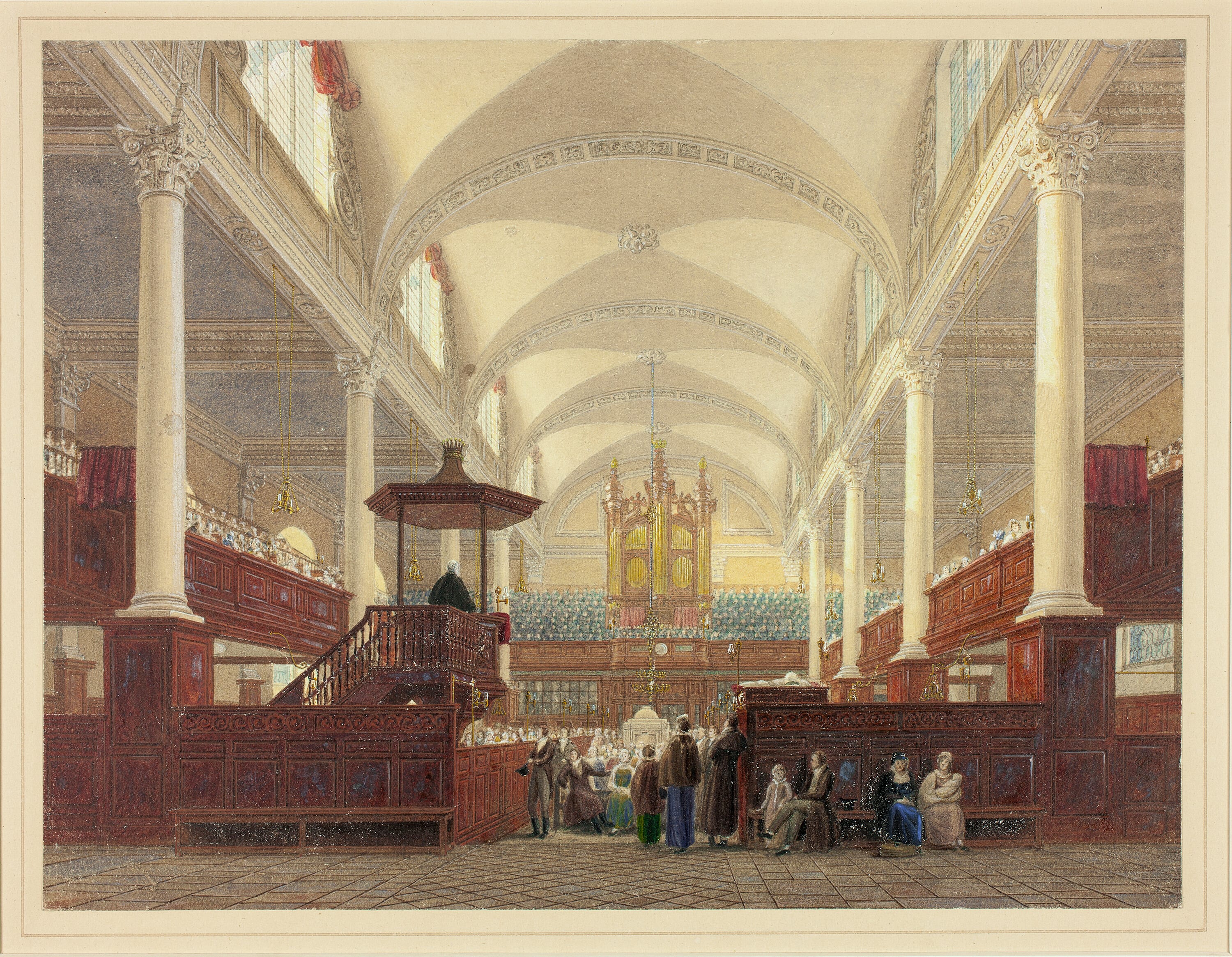 Interior of Christ Church by Frederick MacKenzie, c. 1816 — fine art print