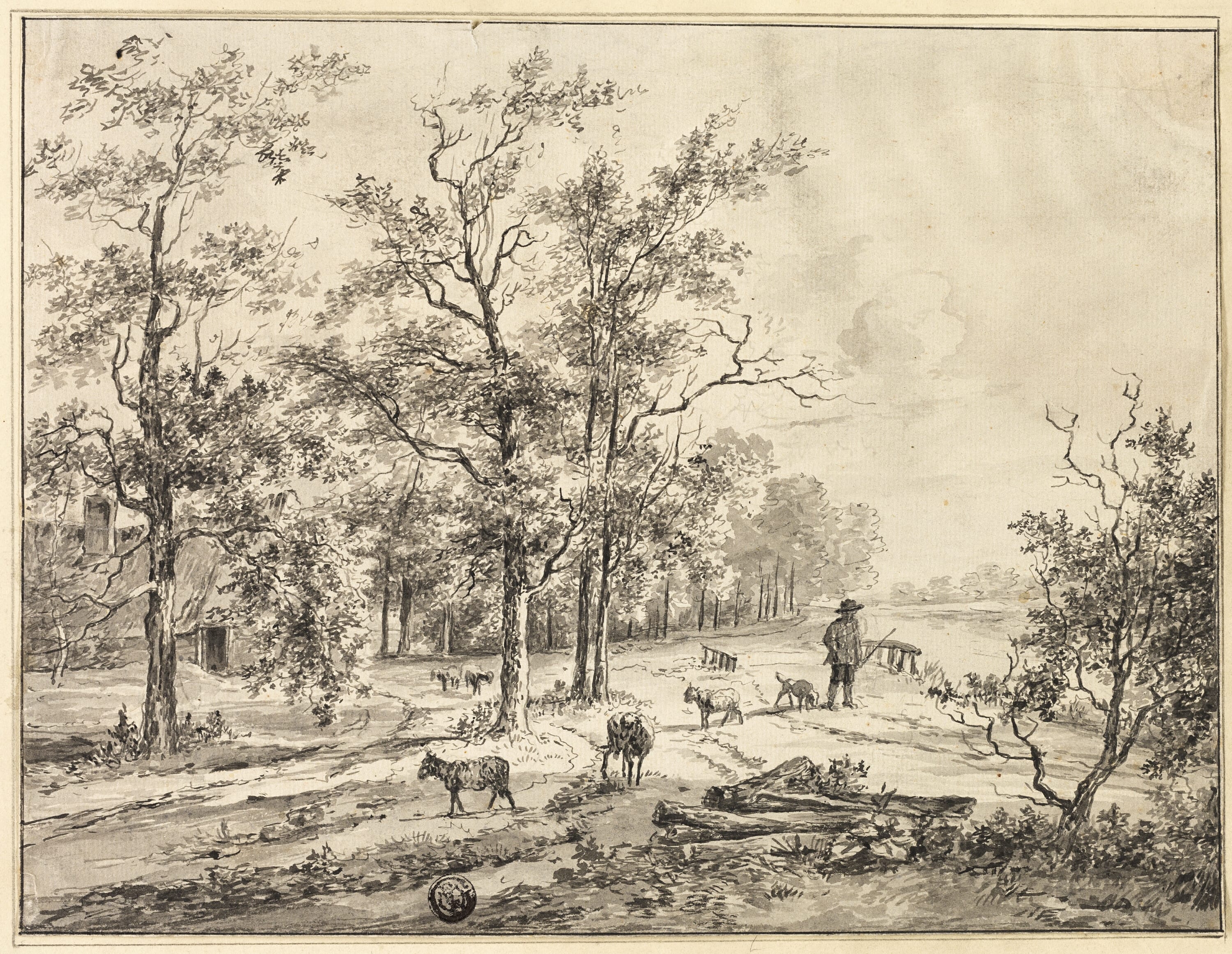 Goatherd and Goats by Bruno van Straaten, n.d. — fine art print