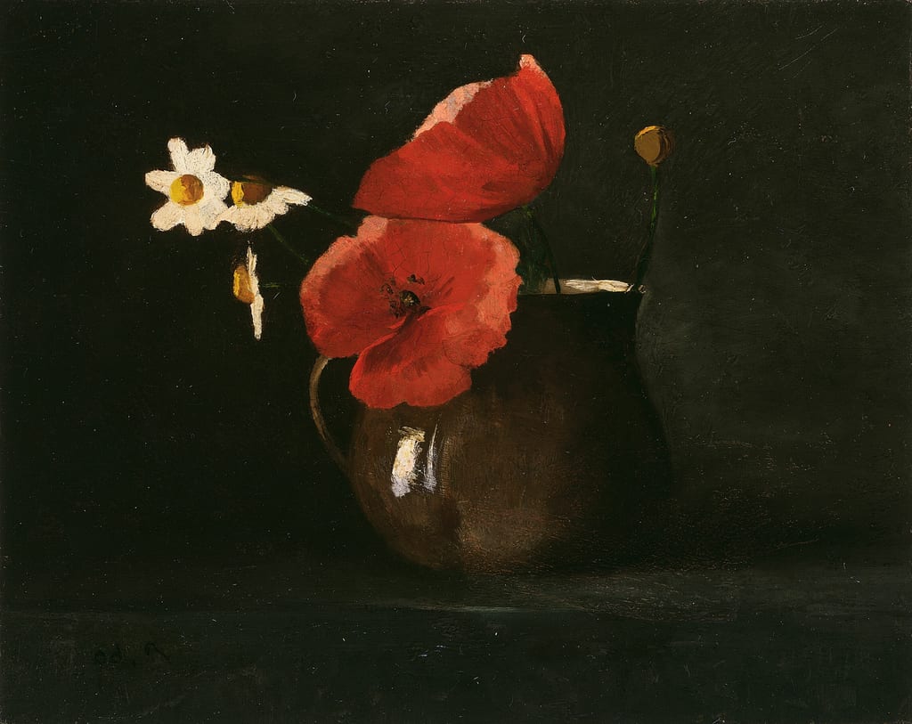 Flowers: Poppies and Daisies by Odilon Redon, c. 1867 — fine art print