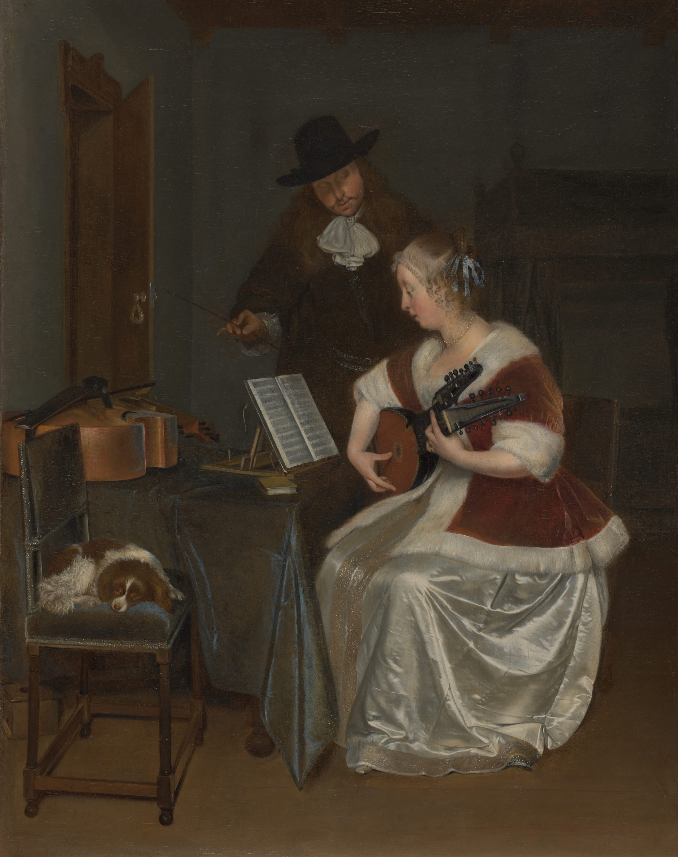 The Music Lesson by Gerard ter Borch the Younger, c. 1670 — fine art print