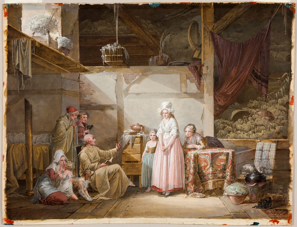 The Evening Prayer by Jean Baptiste Mallet, 1790 — fine art print