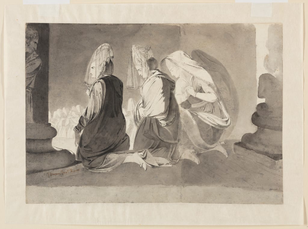 Three Kneeling Women by John Brown, 1770/75 — fine art print
