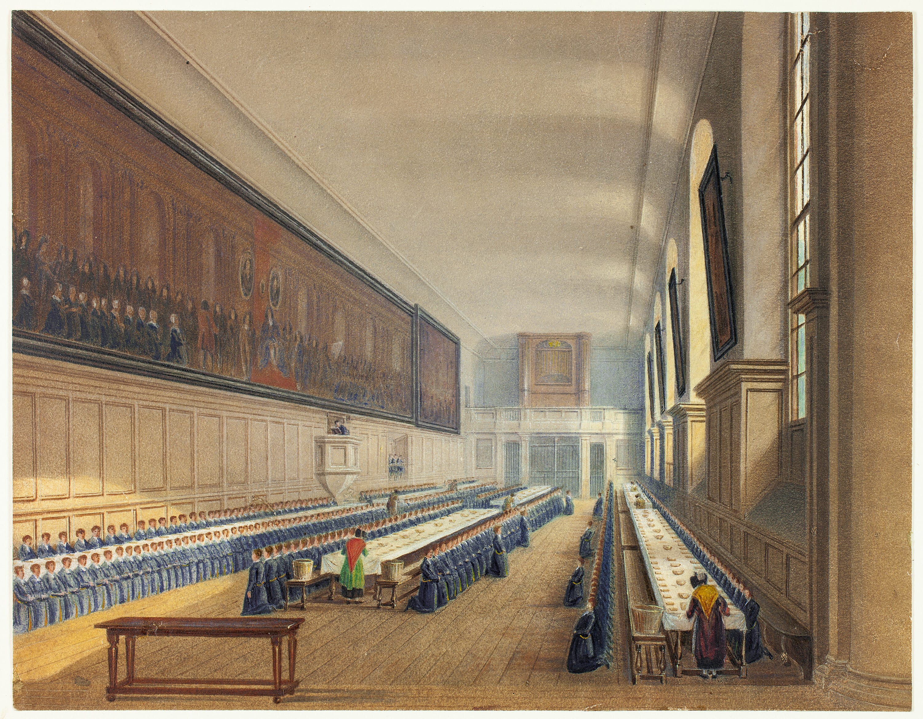 Hall of Christ's Hospital by Augustus Charles Pugin, c. 1815 — fine art print