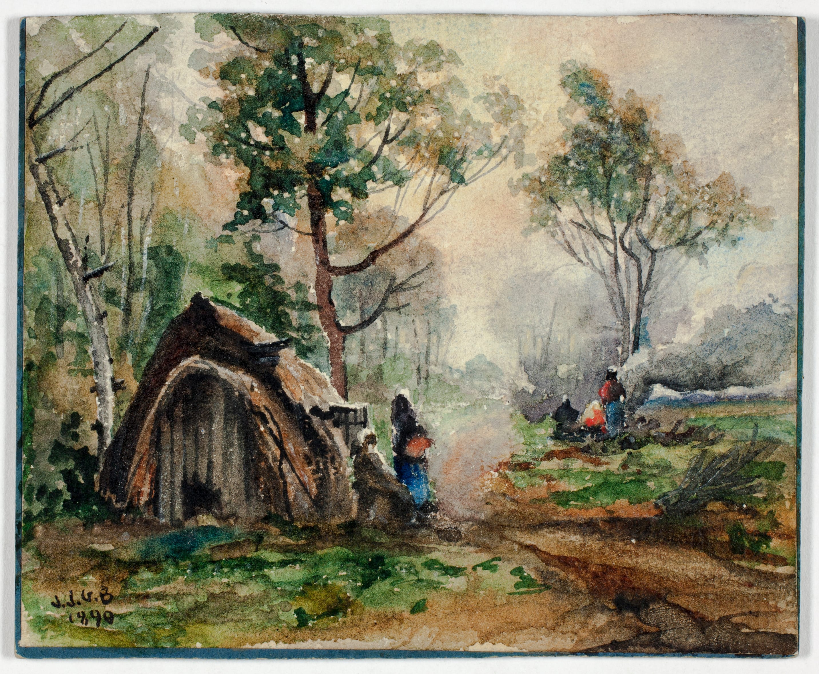 Hut in Woodland Setting by John Joseph Gustave Burghoffer, 1890 — fine art print