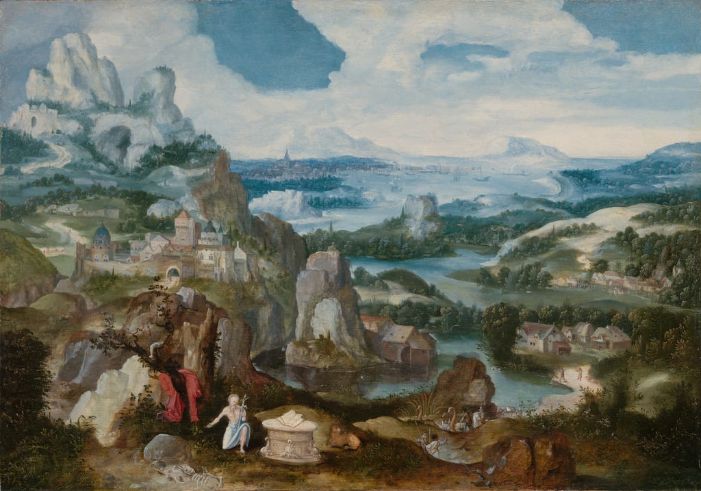 Landscape with the Penitent Saint Jerome by Belgian, 1530–40 — fine art print