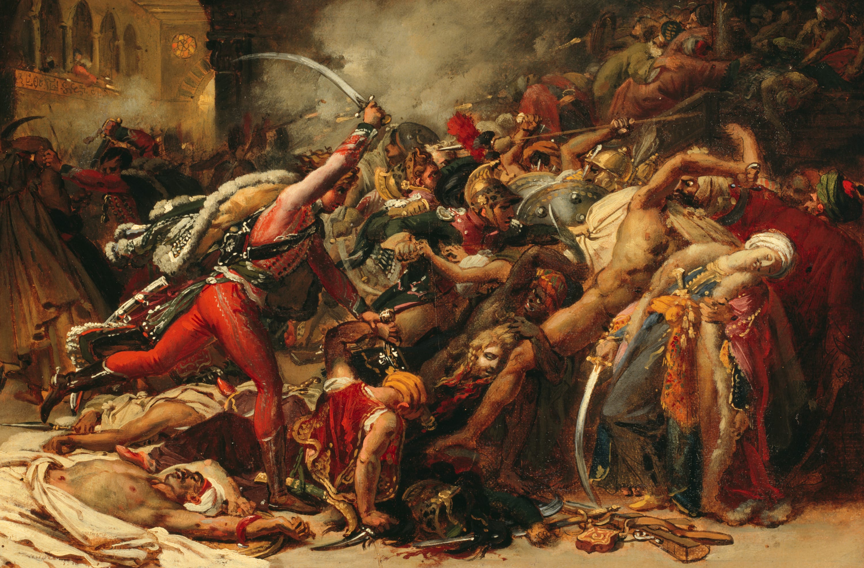 Sketch for The Revolt of Cairo by Anne-Louis Girodet de Roussy-Trioson, c. 1810 — fine art print