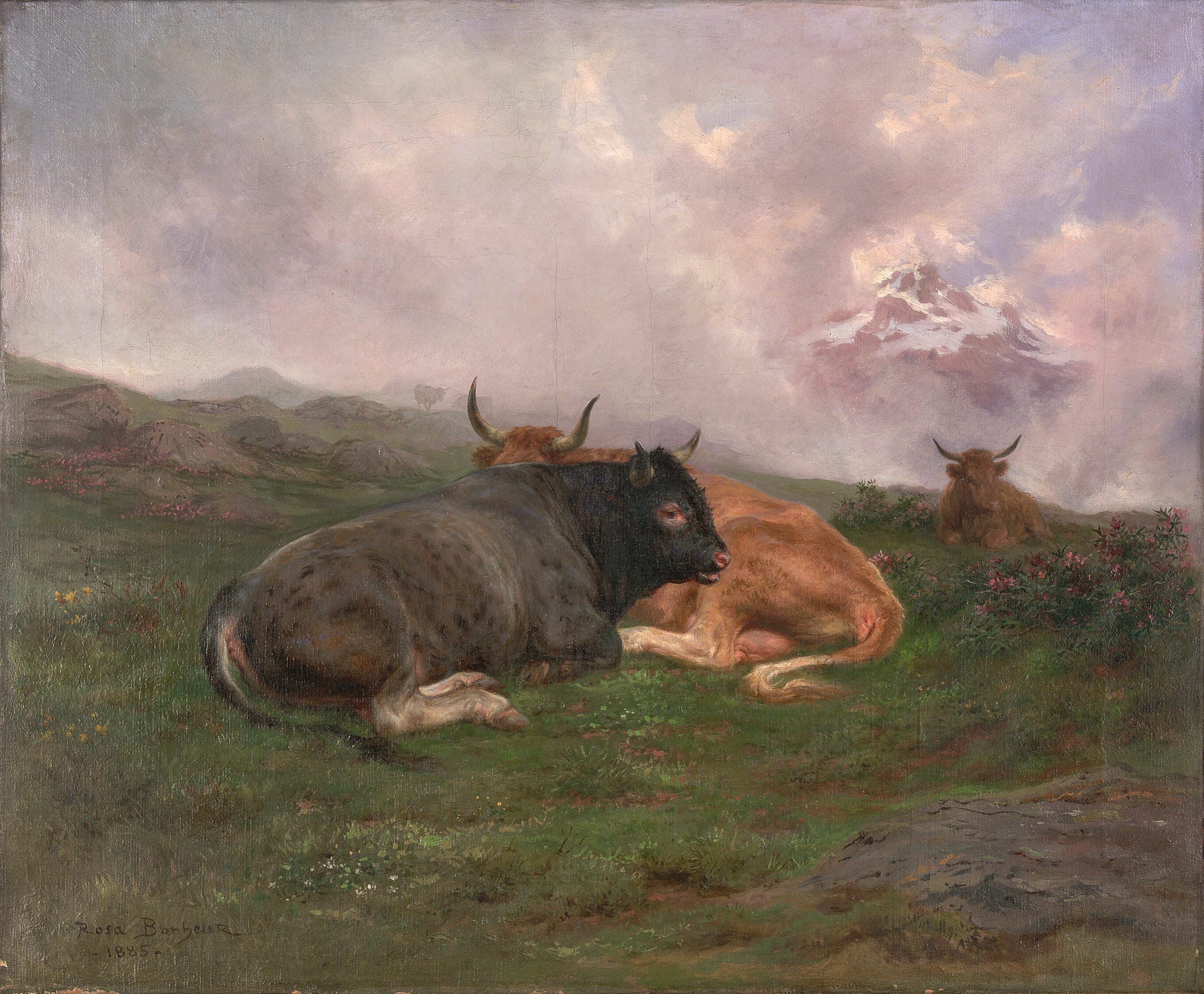 Cattle at Rest on a Hillside in the Alps by Rosa Bonheur, 1885 — fine art print