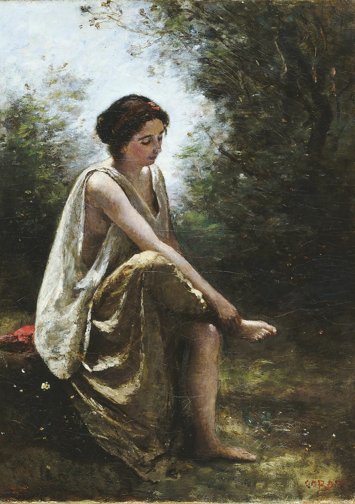 Wounded Eurydice by Jean Baptiste Camille Corot, 1868–70 — fine art print
