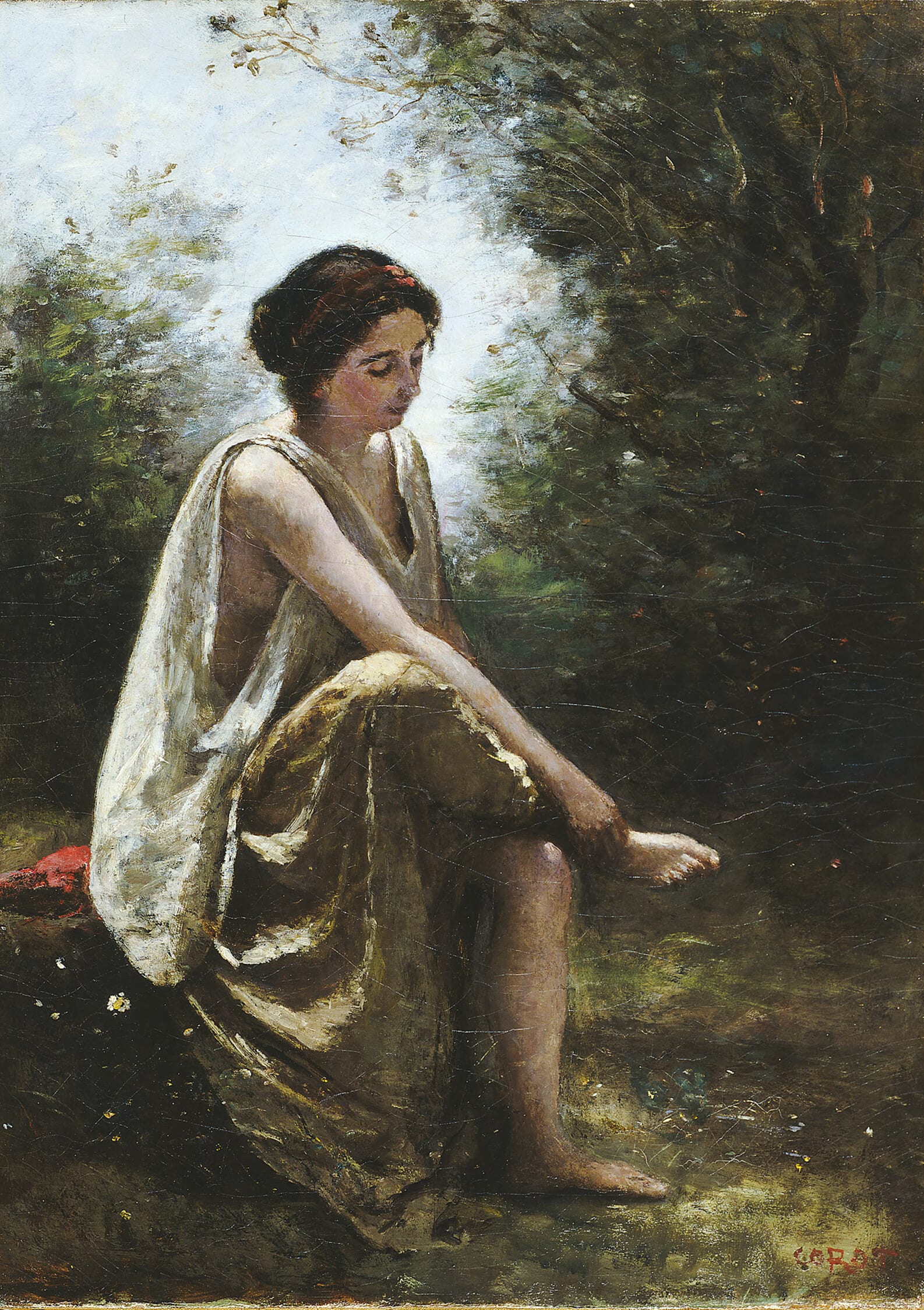 Wounded Eurydice by Jean Baptiste Camille Corot, 1868–70 — fine art print