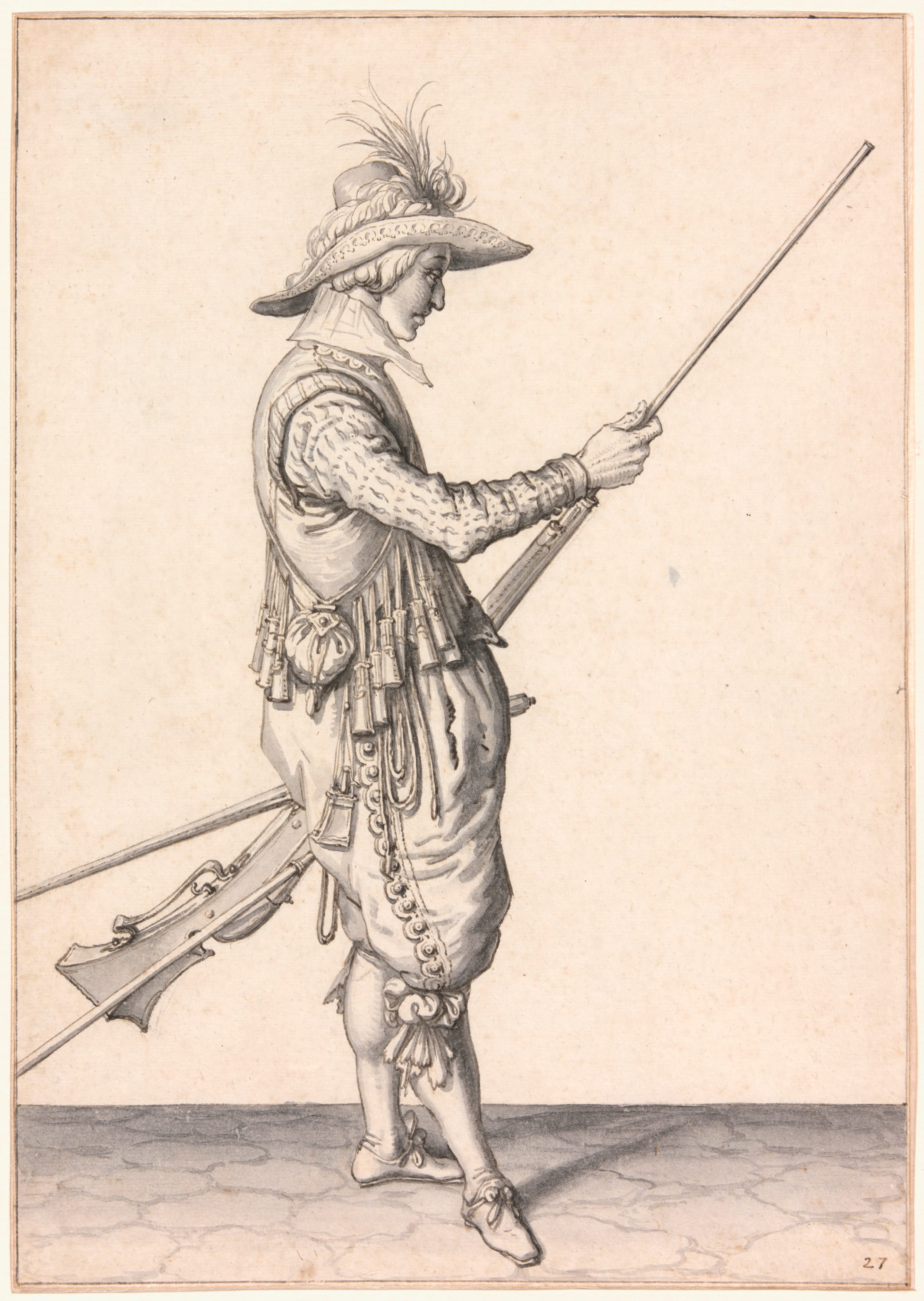 A Soldier Loading a Musket, "Ramme in Your Pouder" by Jacques de Gheyn, II, 1596/98 — fine art print
