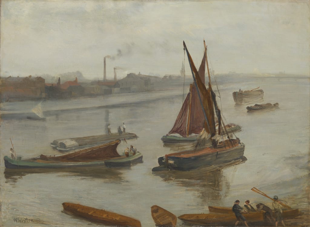 Grey and Silver: Old Battersea Reach by James McNeill Whistler, 1863 — fine art print