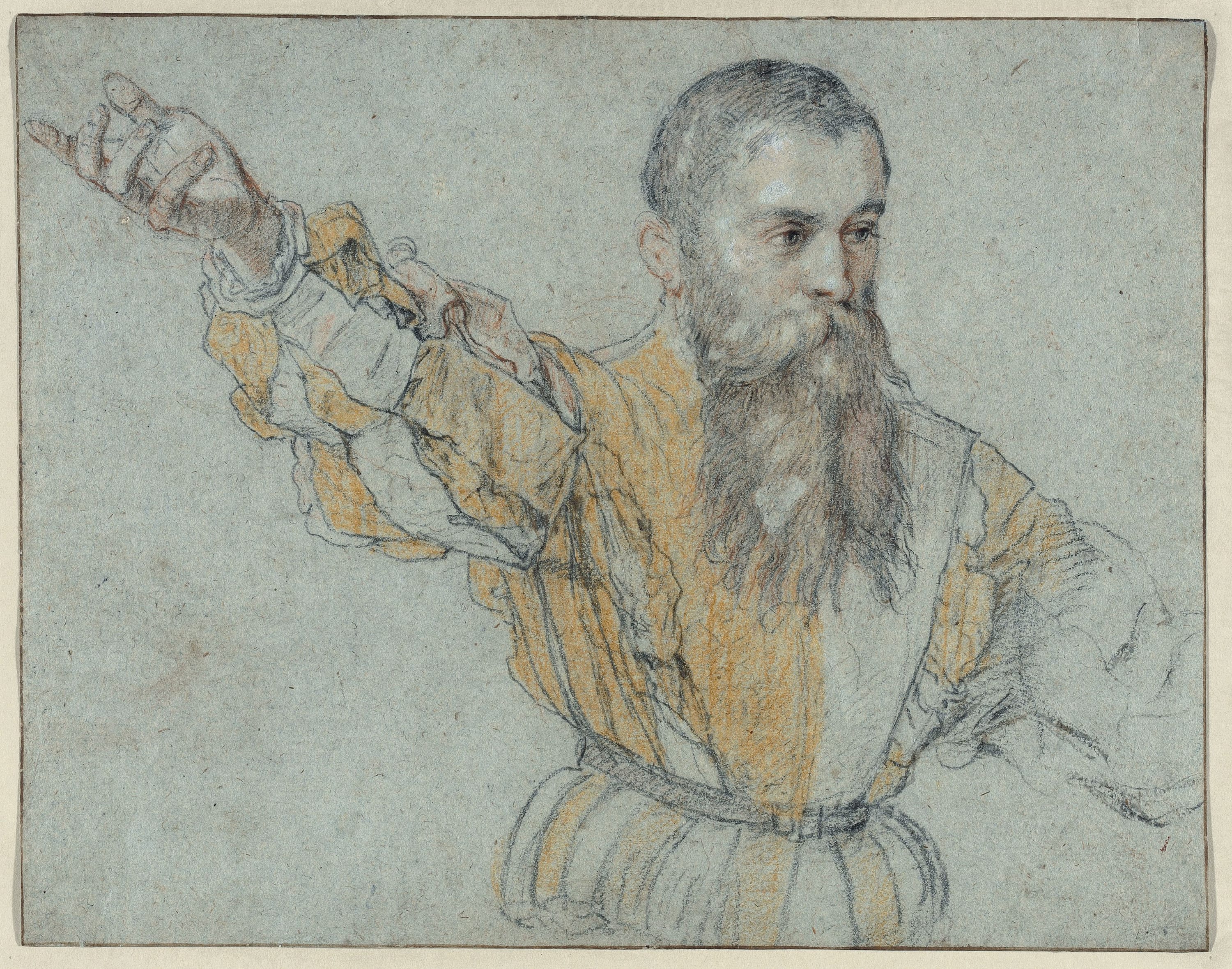 Bearded Man with his Right Arm Raised by Giuseppe Porta, called Giuseppe Salviati, 1562/64 — fine art print