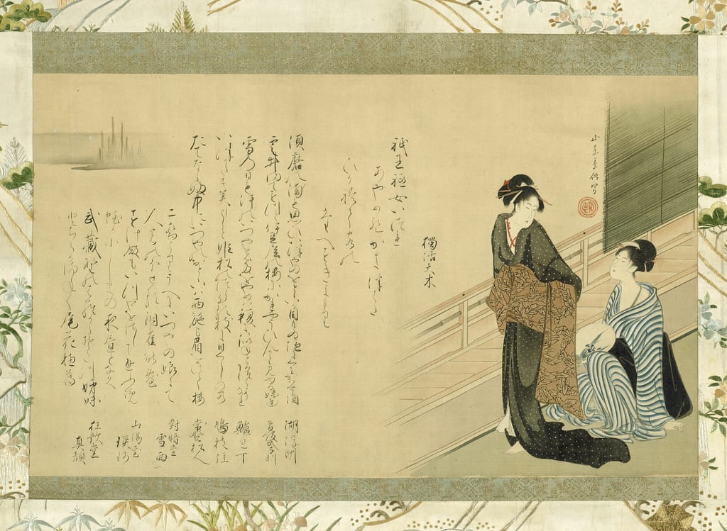 Two Beauties on a Veranda by Kitao Masanobu, 1802/16 — fine art print