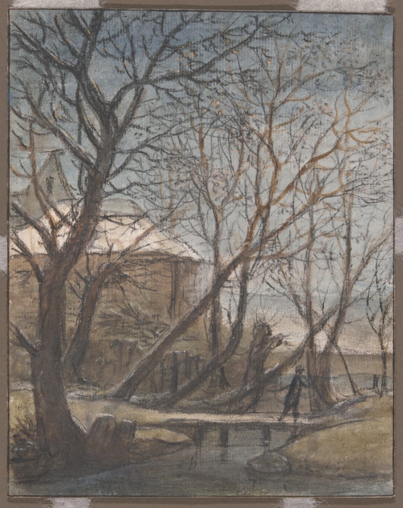 Winter Landscape with a Man Crossing by Anthonie Waterloo, c. 1660 — fine art print