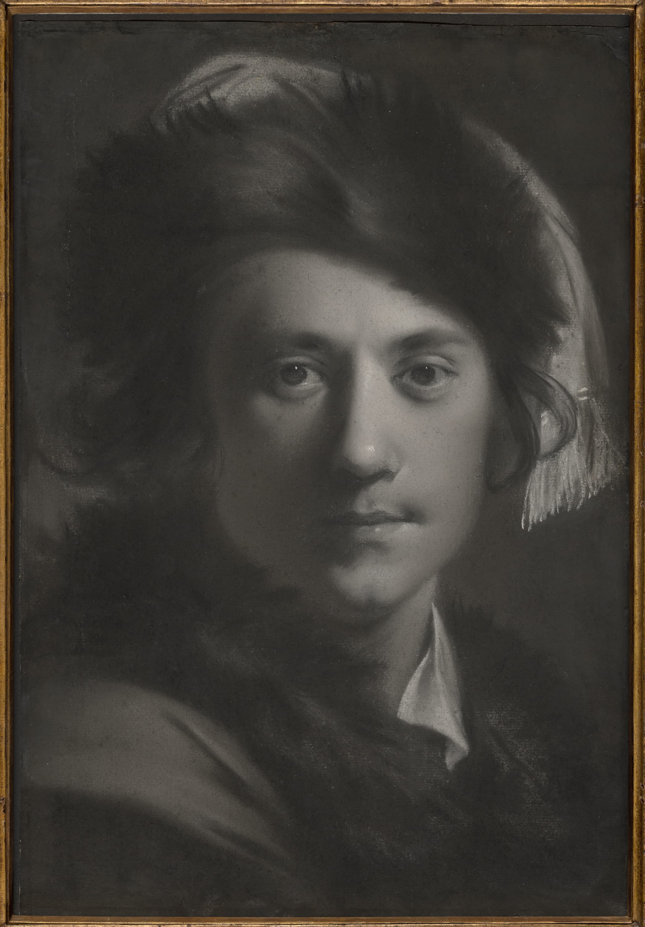 Self-Portrait in a Fur Cap by Joseph Wright of Derby, 1765/68 — fine art print