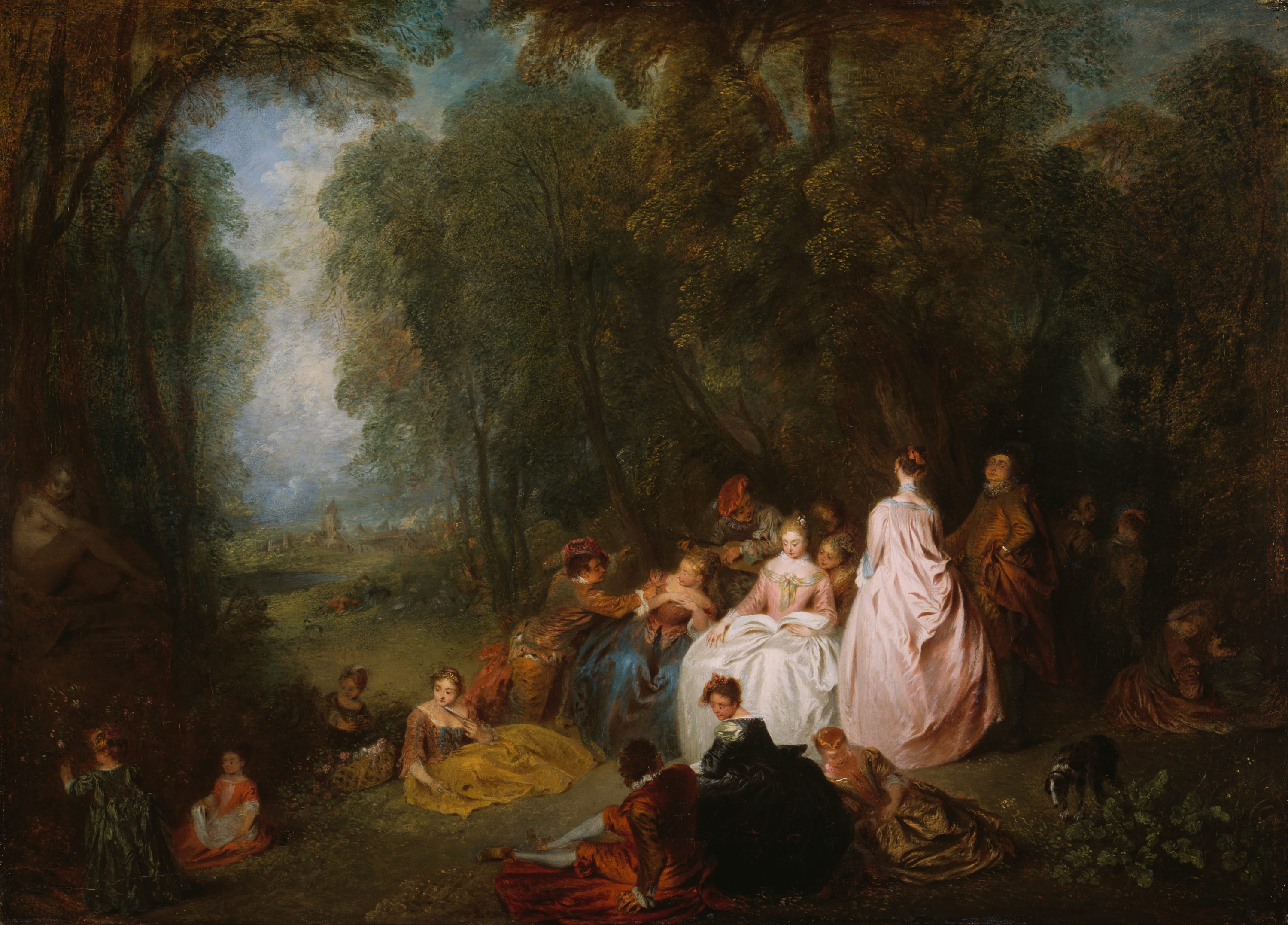 Fête champêtre (Pastoral Gathering) by Jean Antoine Watteau, 1718–21 — fine art print