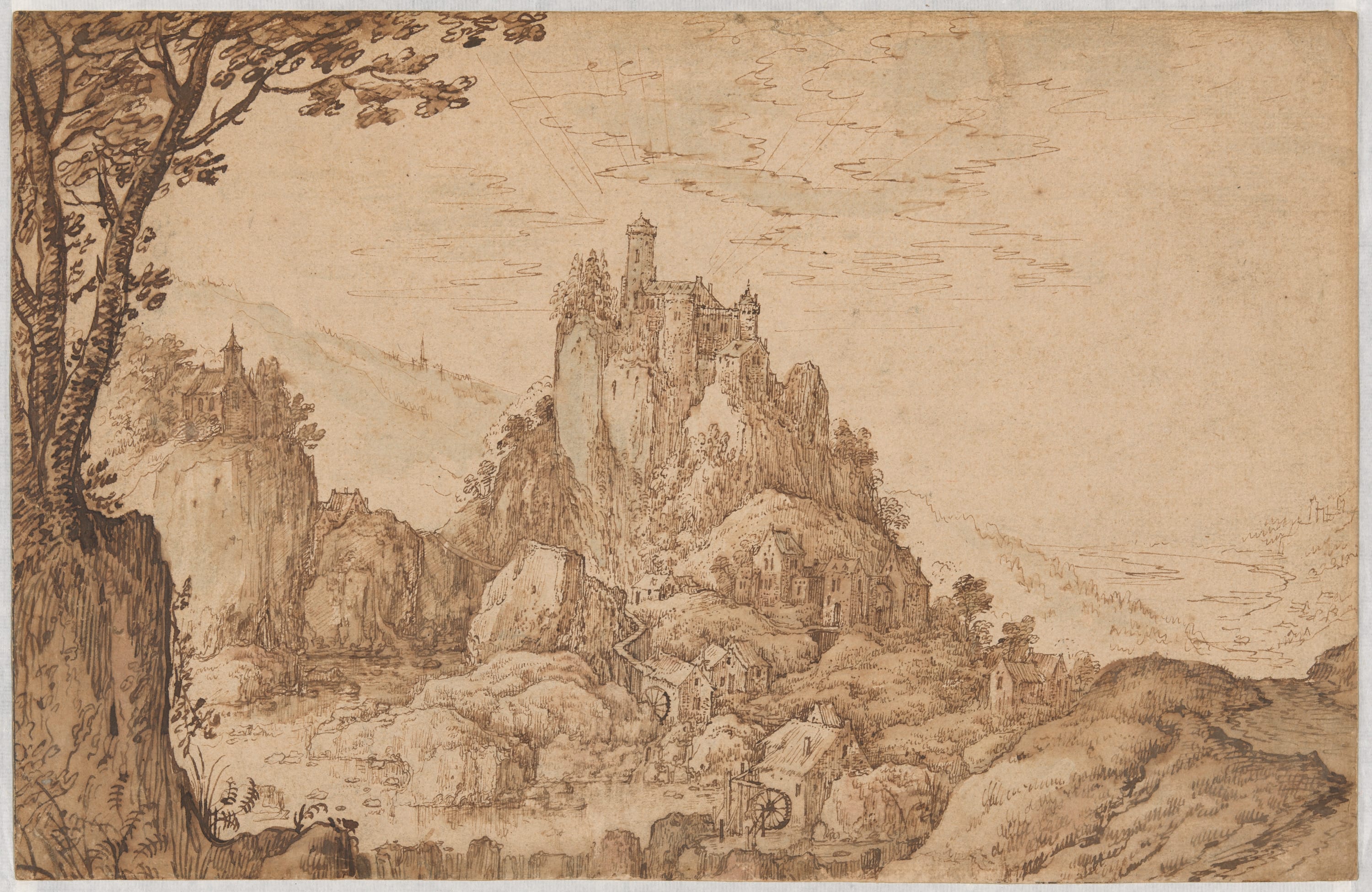 A Castle on a Crag in a Mountainous Landscape by Joos de Momper, II, late 1590s — fine art print