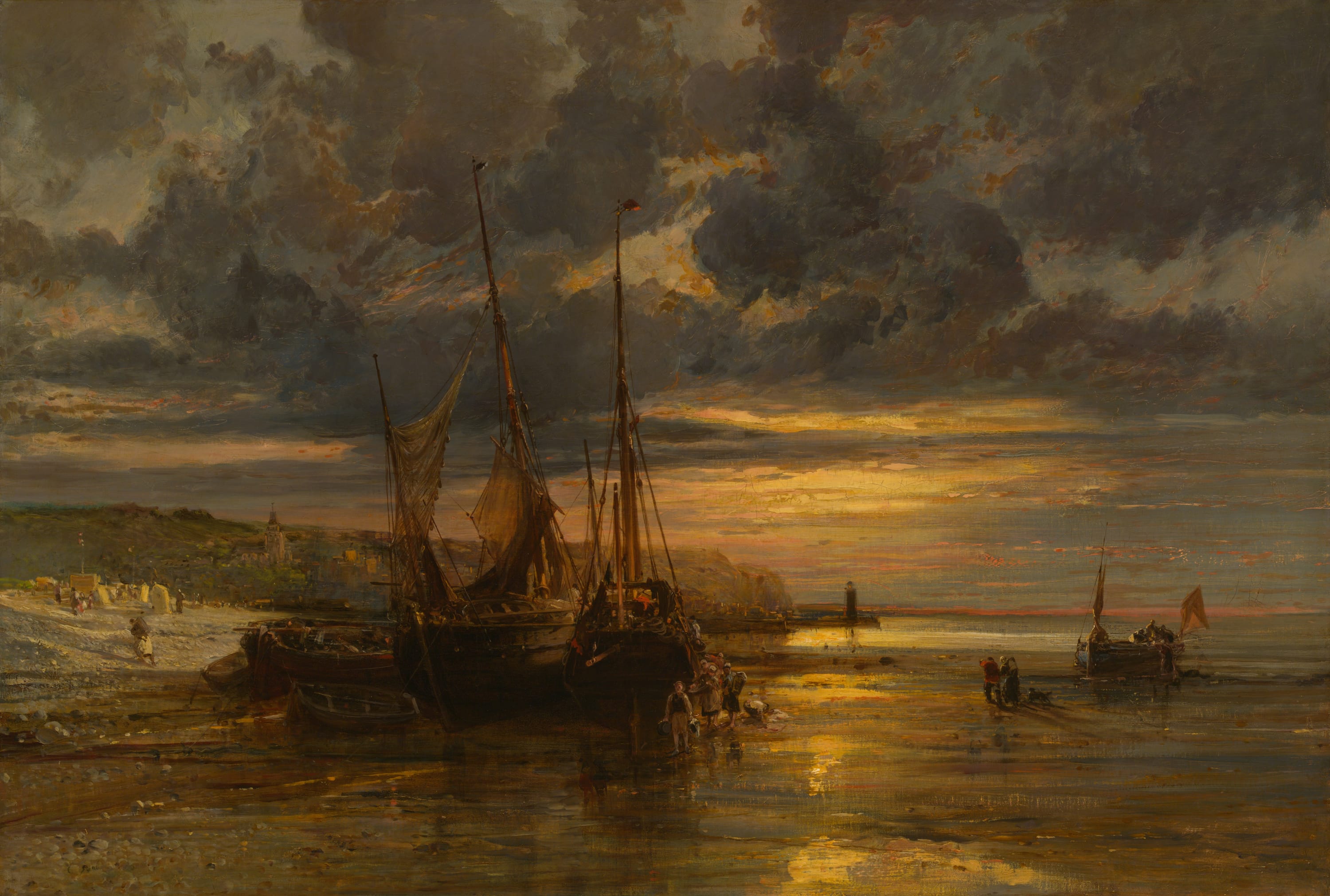 Beached Fishing Boats by Jules Achille Noël, c. 1860 — fine art print