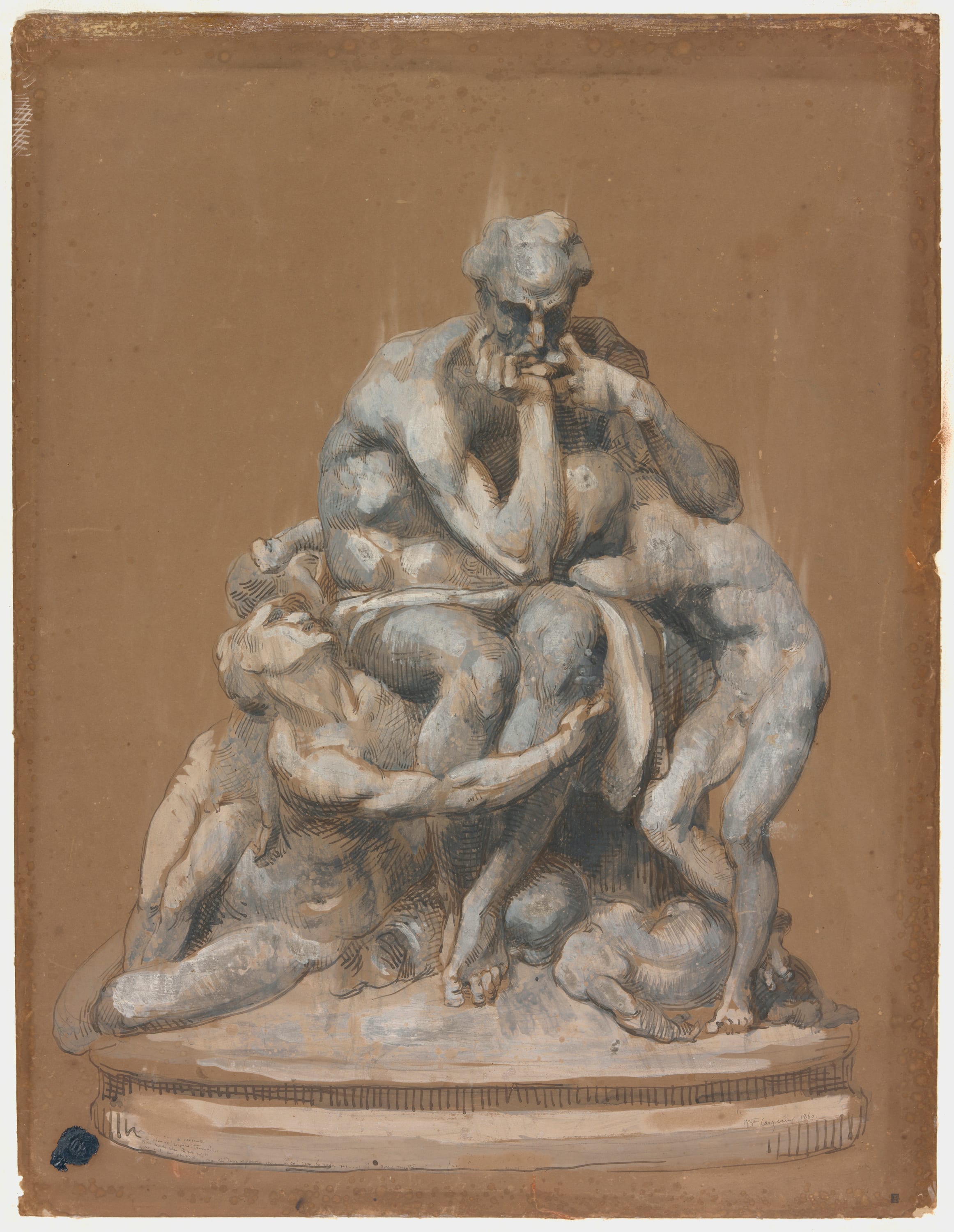 Study for the Sculpture Ugolino and His Children by Jean Baptiste Carpeaux, 1860 — fine art print