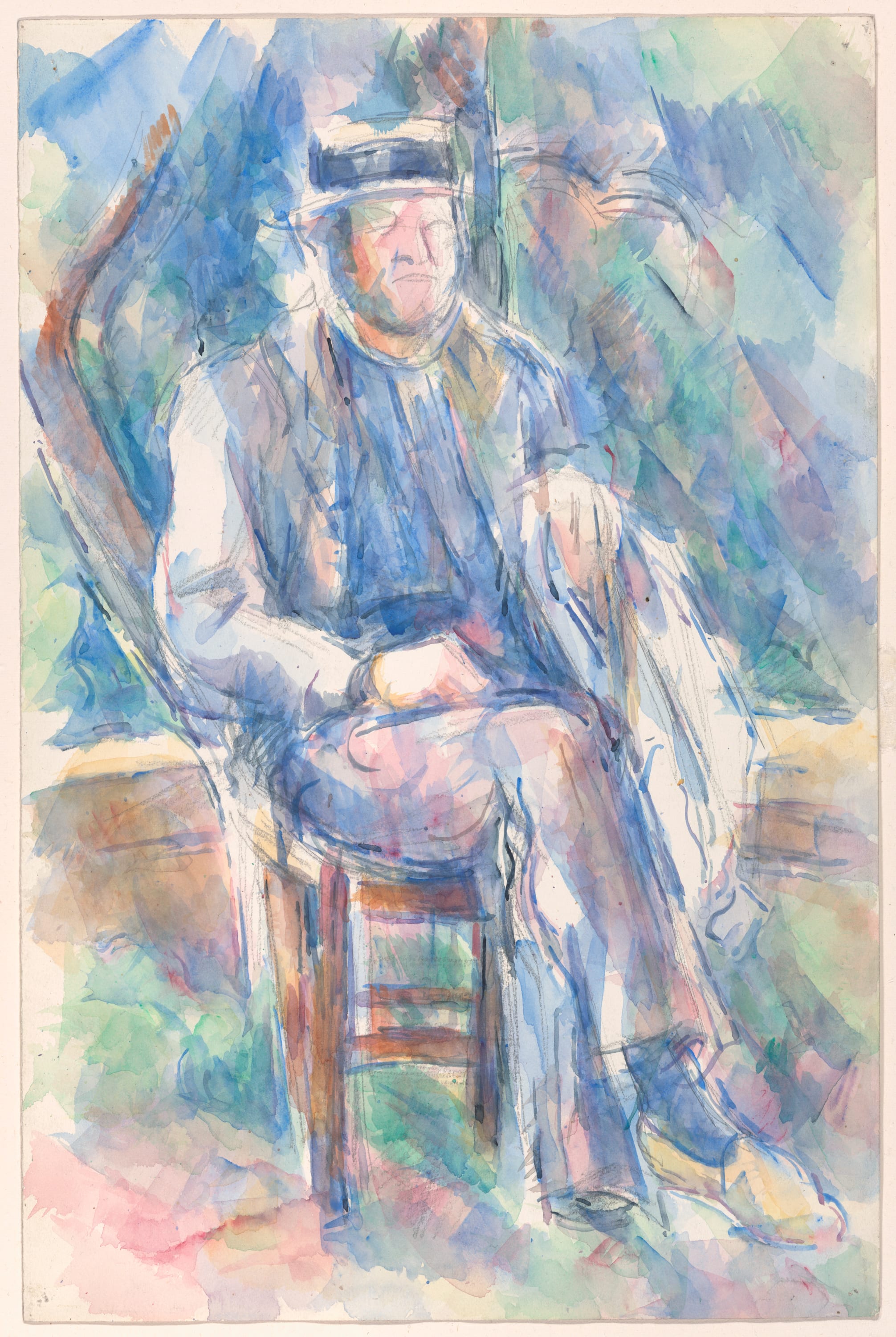 Man Wearing a Straw Hat by Paul Cezanne, 1905/06 — fine art print